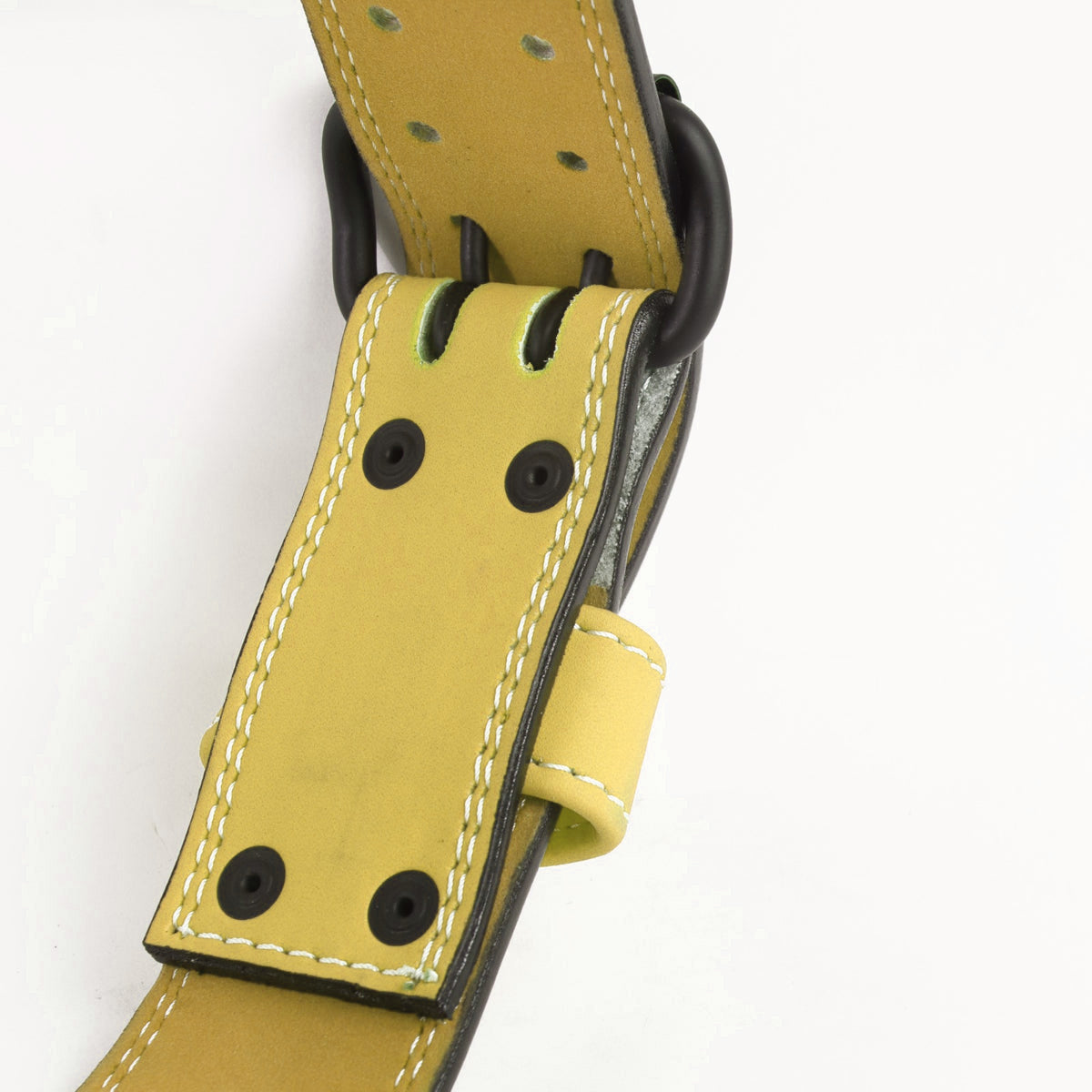 Yellow Powerlifting Belt Detailing