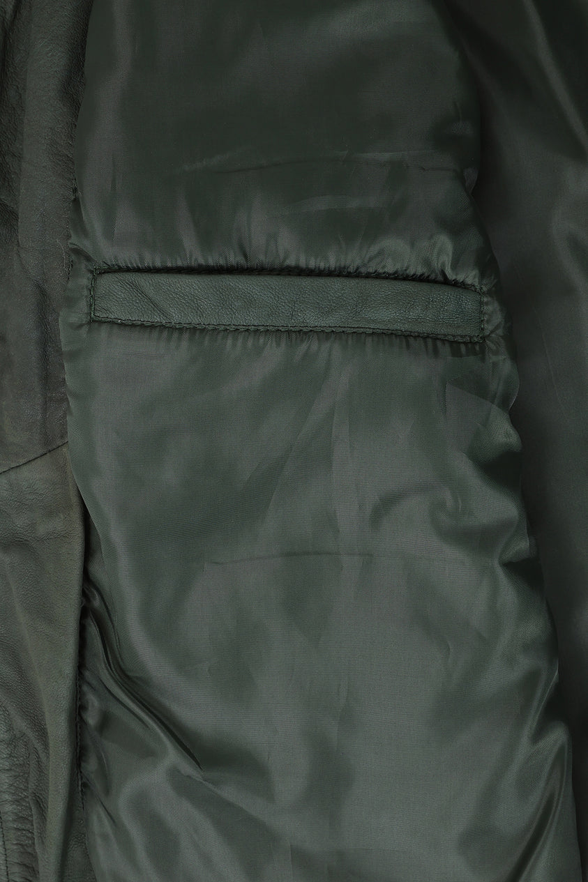 Men's Buff Green Leather Classic Jacket