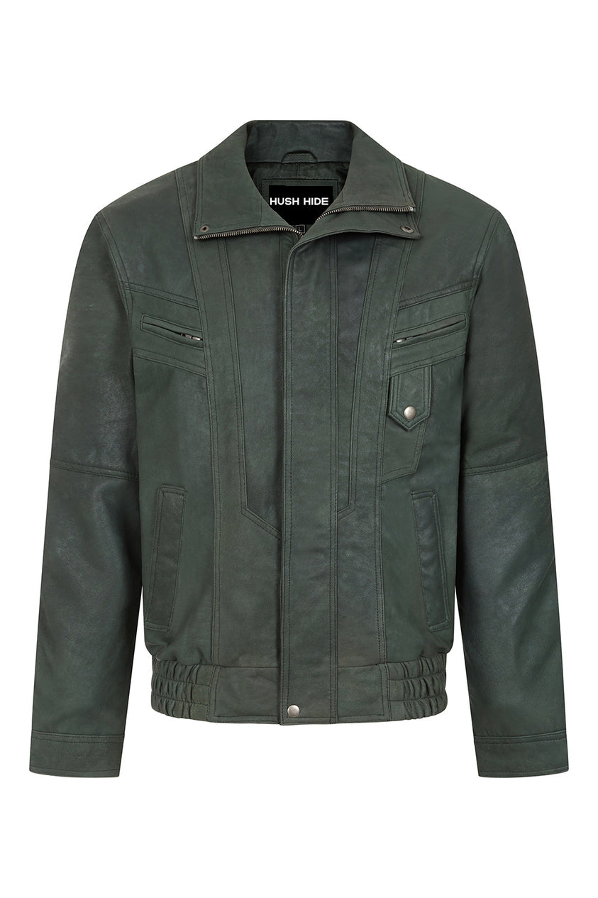 Men's Buff Green Leather Classic Jacket