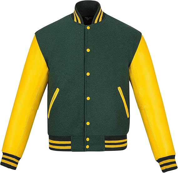 green and gold varsity letterman jacket