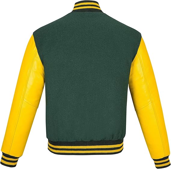 green and gold varsity letterman jacket