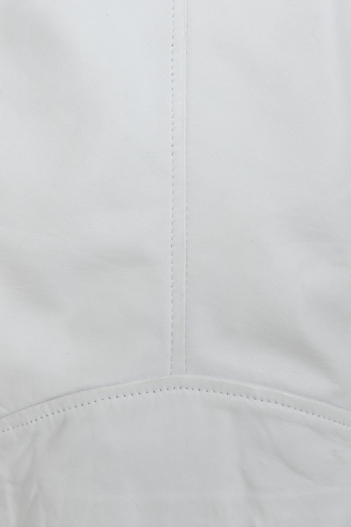 Women's White Leather Motorcycle Jacket