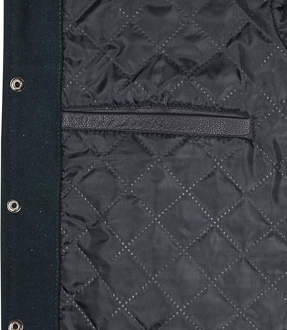 Green and white varsity letterman jacket