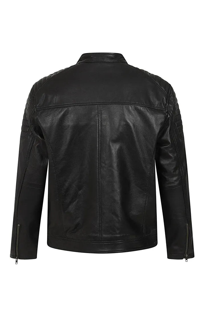 Men’s Black Genuine Leather Biker Jacket