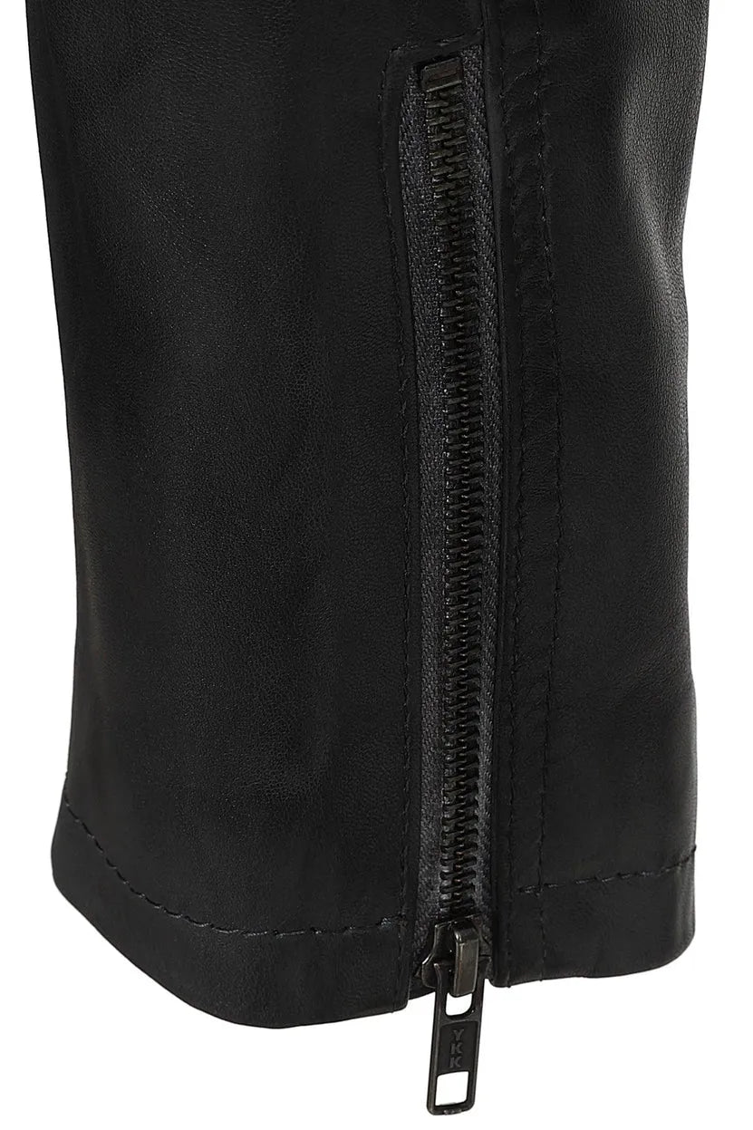 Men’s Grey Genuine Leather Biker Jacket