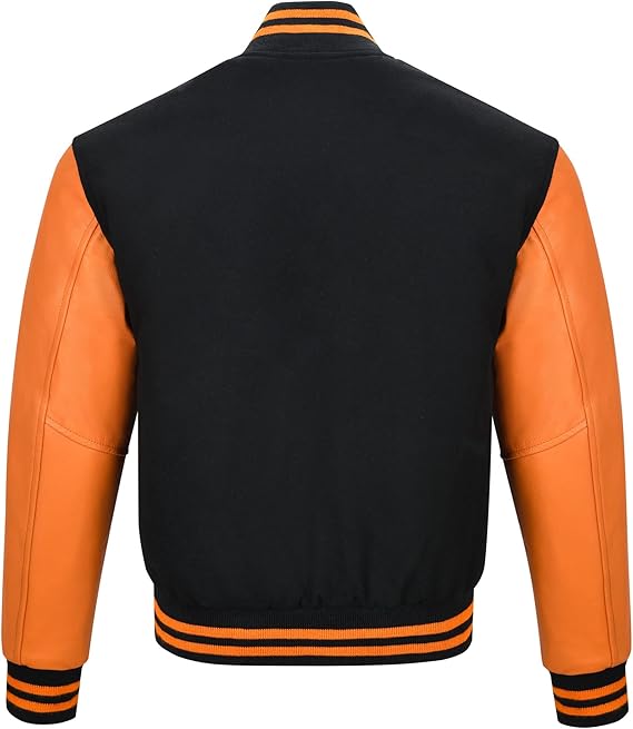 Black and orange Letterman Jacket