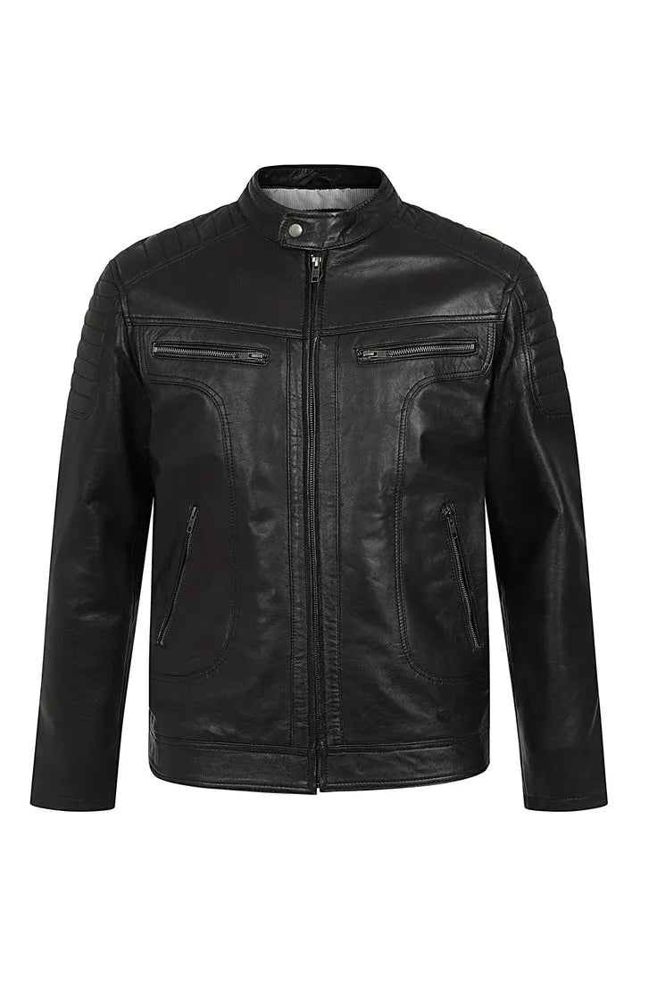 Men’s Black Genuine Leather Biker Jacket