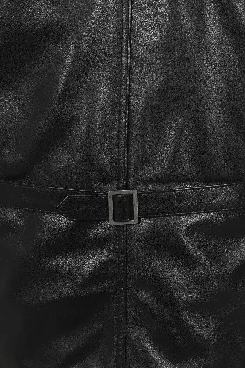 Men’s Classic Black Leather Waistcoat