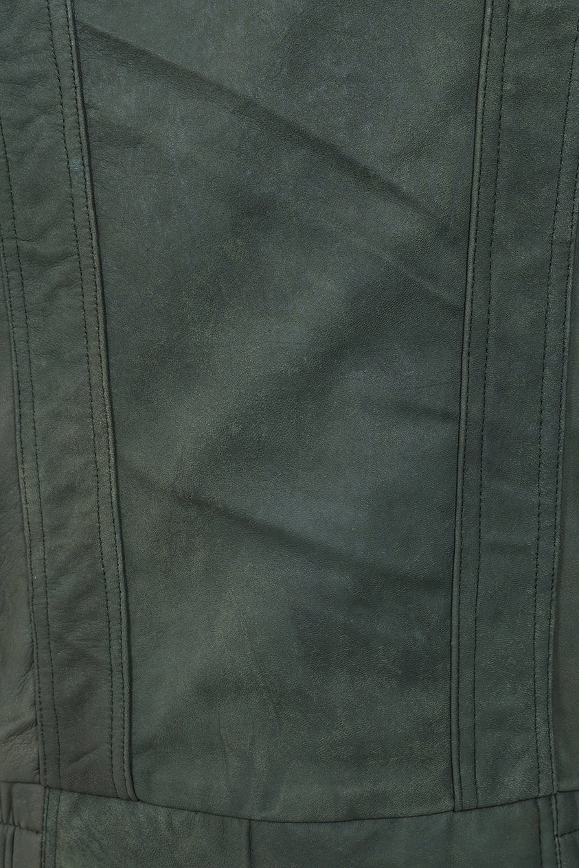 Men's Buff Green Leather Classic Jacket