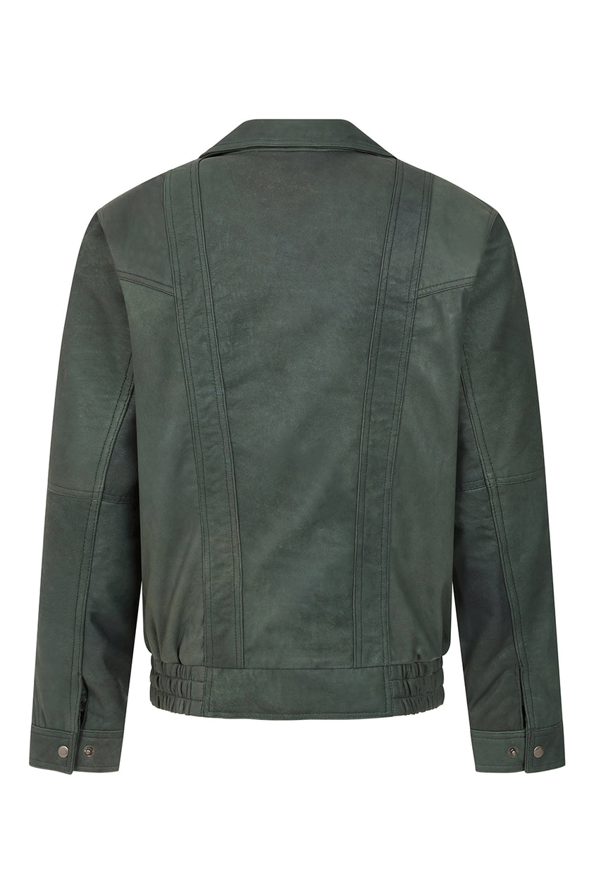 Men's Buff Green Leather Classic Jacket