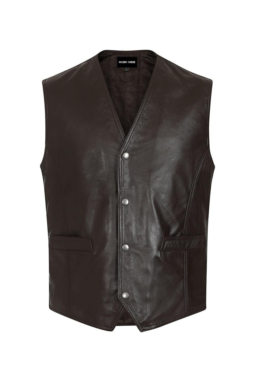 Men's Leather Waistcoat Classic Brown