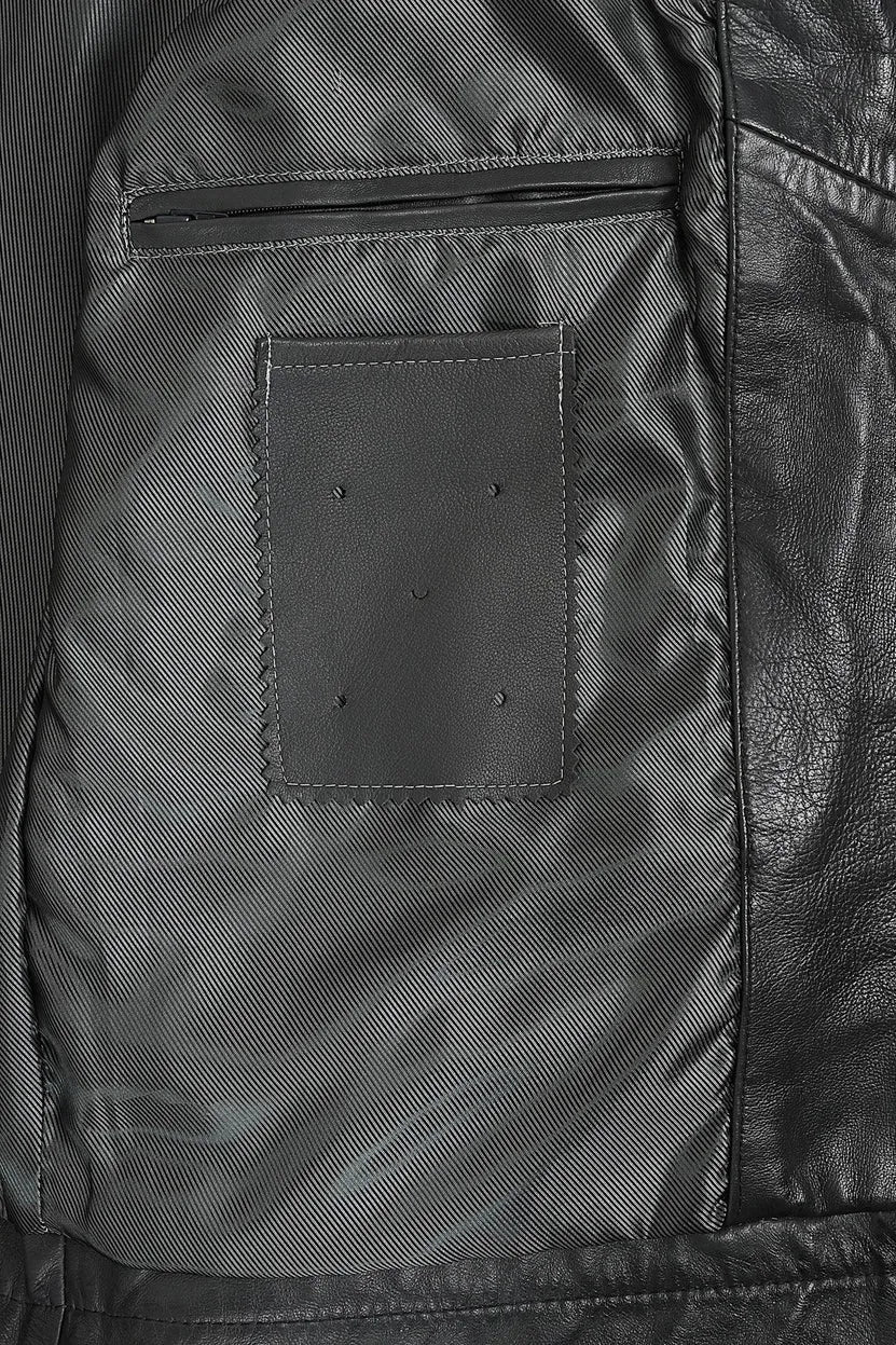 Men’s Grey Genuine Leather Biker Jacket