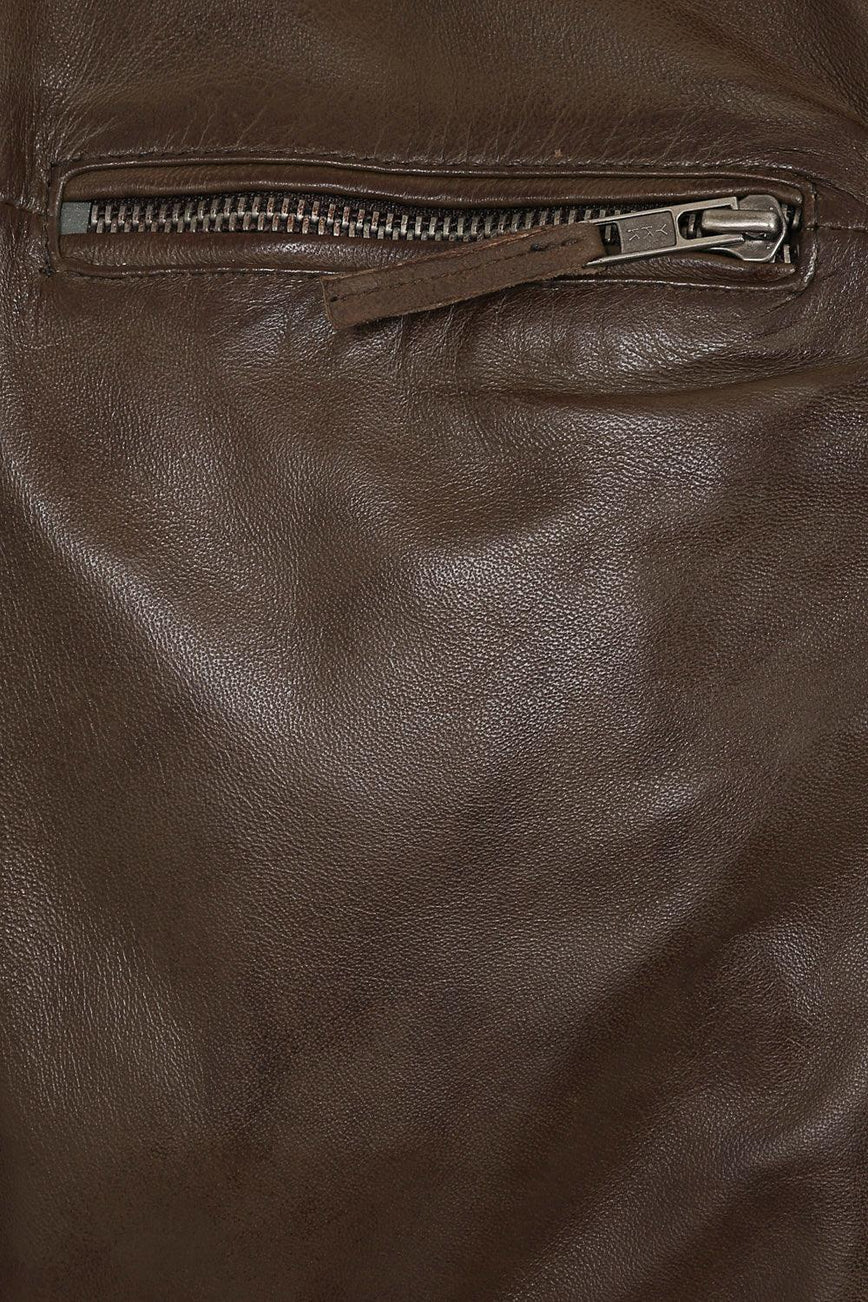 Men’s Trendy Brown Leather Moto Jacket