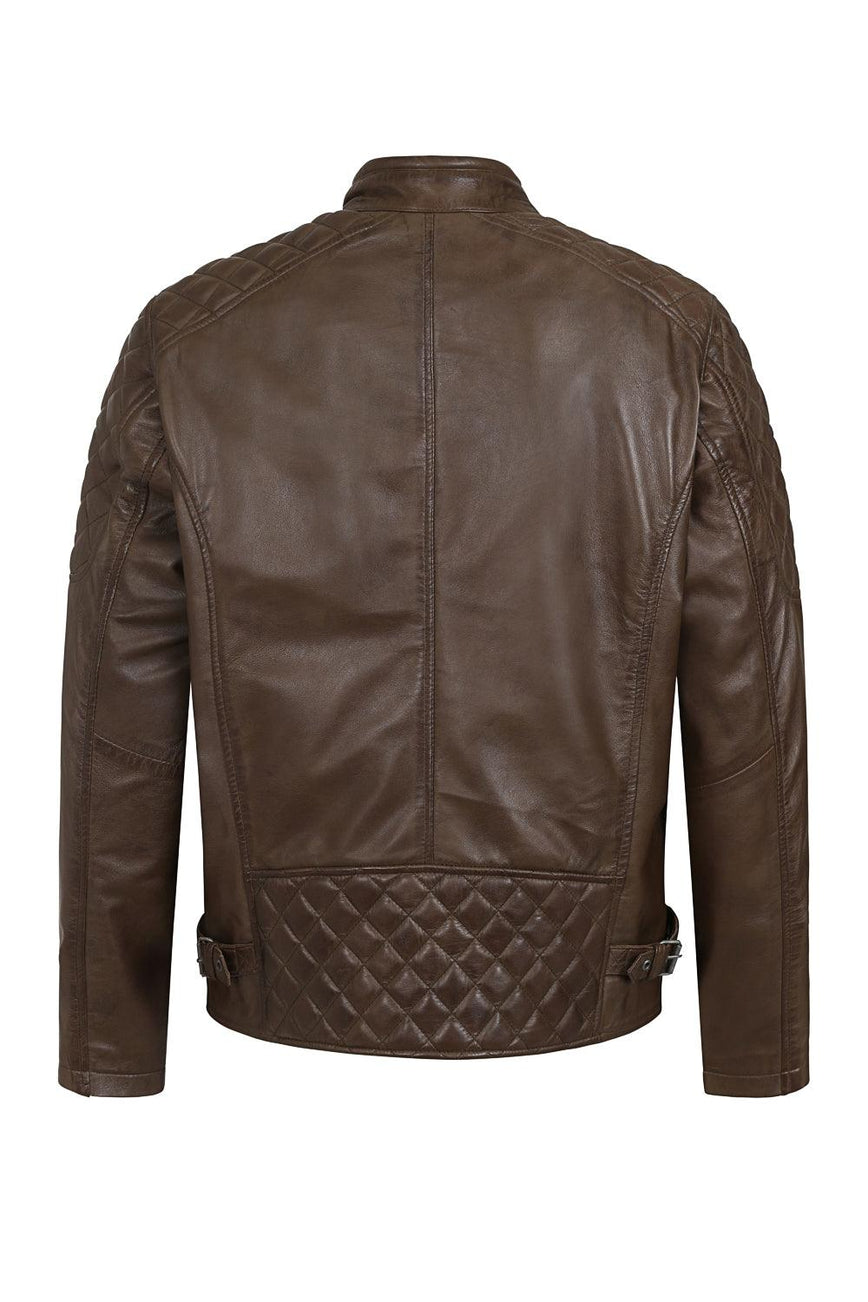 Men’s Trendy Brown Leather Moto Jacket