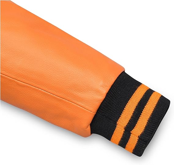 Black and orange Letterman Jacket