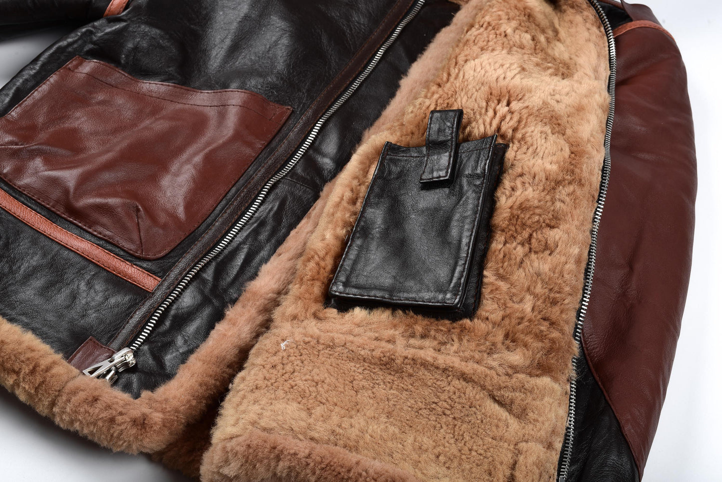 Men's Black RAF Aviator Airforce Sheepskin Shearling Leather Jacket