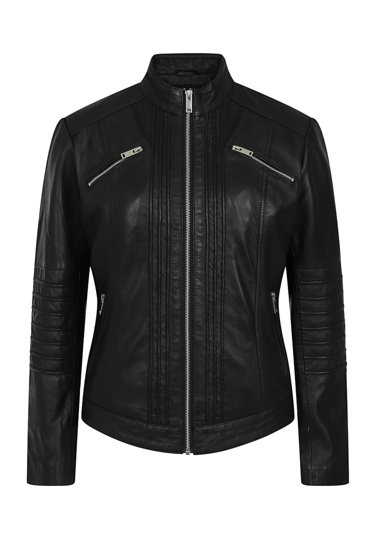 Stand Collar Leather Motorcycle Jacket