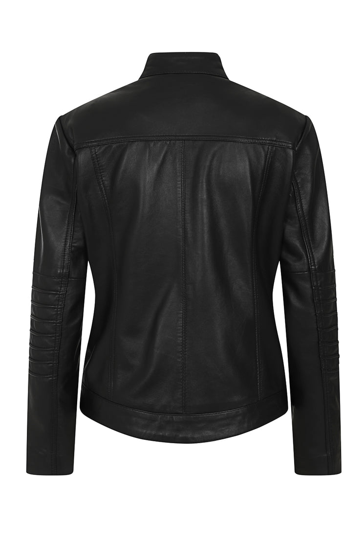 Stand Collar Leather Motorcycle Jacket