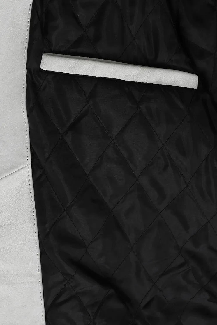 Men’s White Genuine Leather Biker Jacket