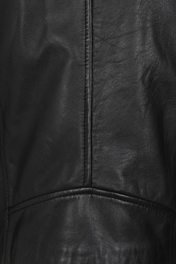 Women's black leather moto jacket
