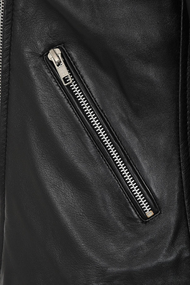 Women's black leather moto jacket