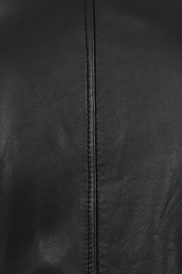 Women's black leather moto jacket