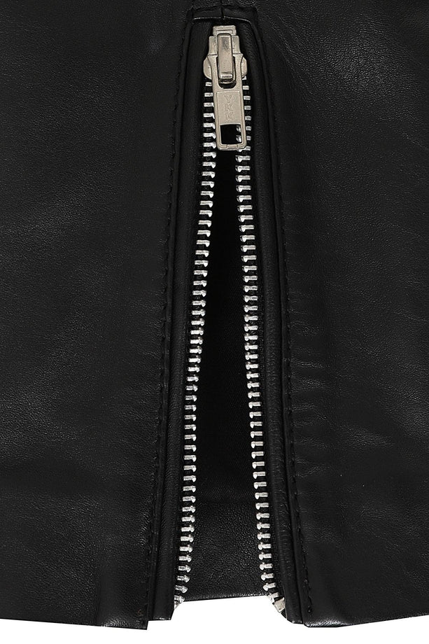 Women's black leather moto jacket