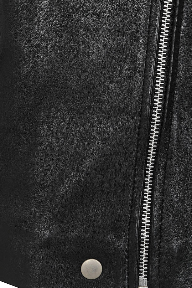 Women's black leather moto jacket