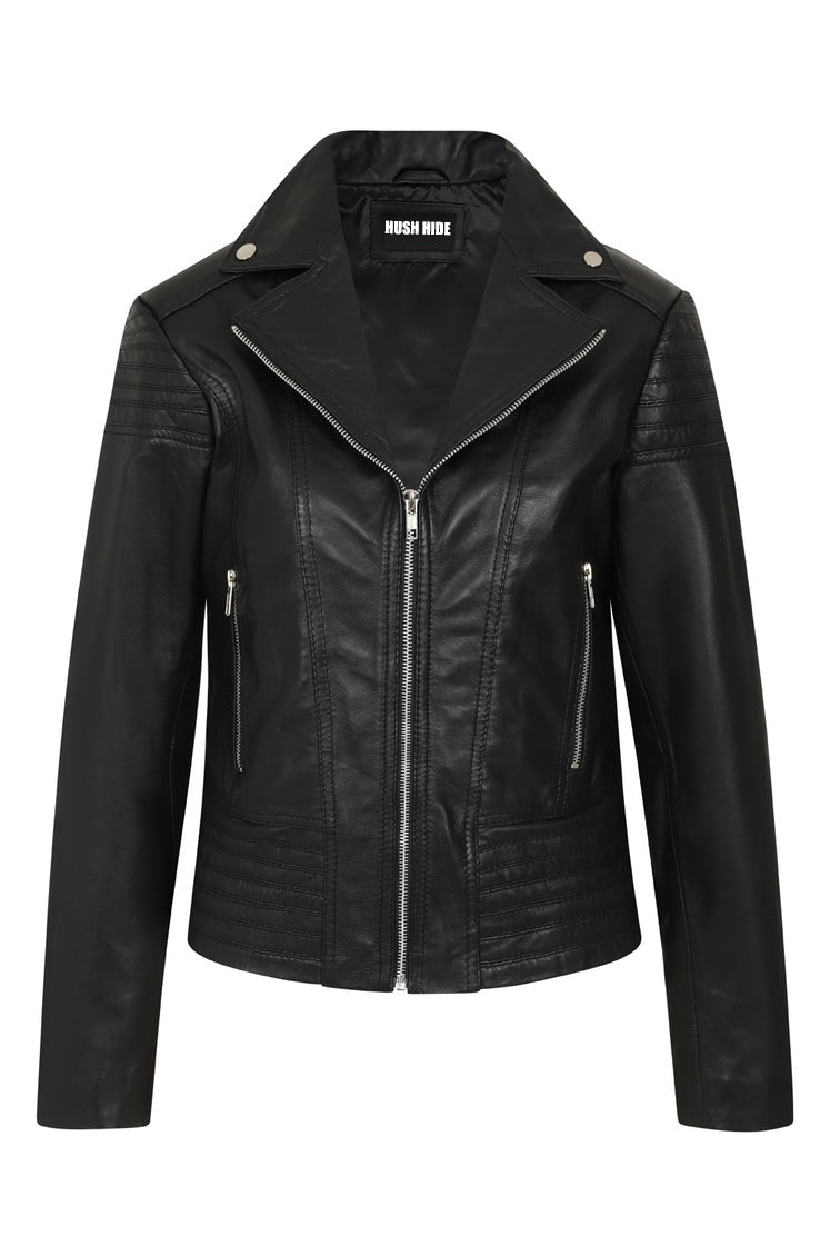 Women's Black Leather Biker Jacket