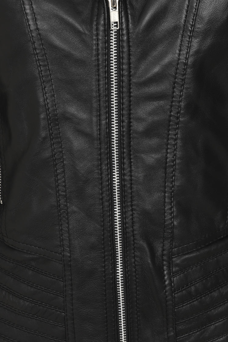 Women's Black Leather Biker Jacket
