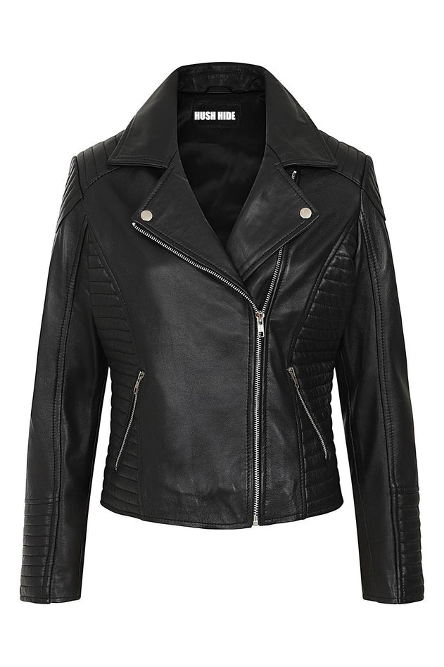 Women's White Leather Motorcycle Jacket