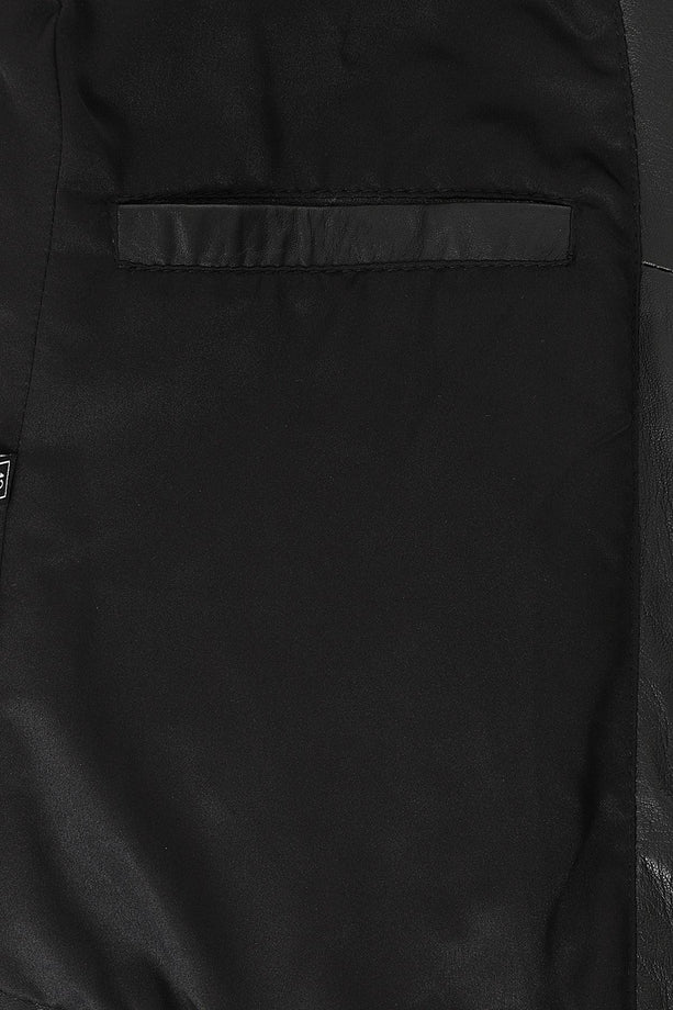 Women's black leather moto jacket