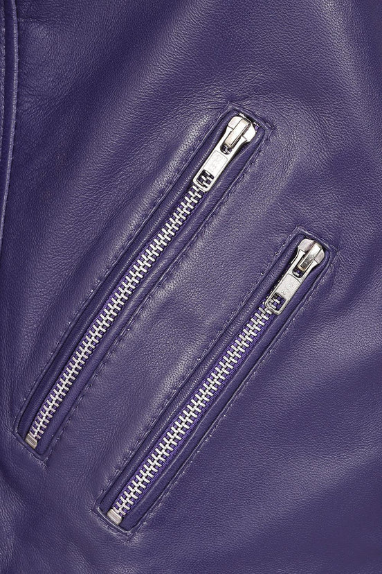 Women’s Purple Biker Leather Jacket