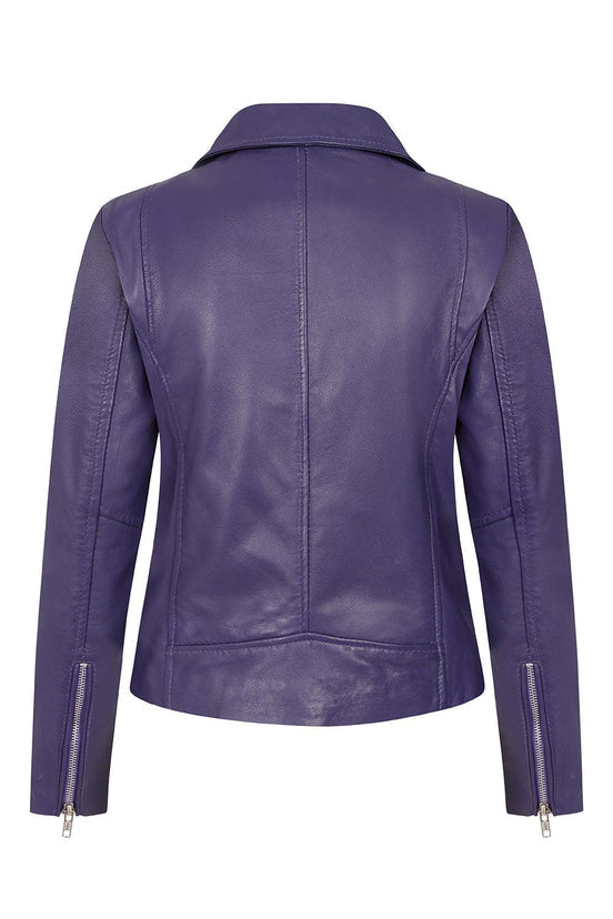 Women’s Purple Biker Leather Jacket
