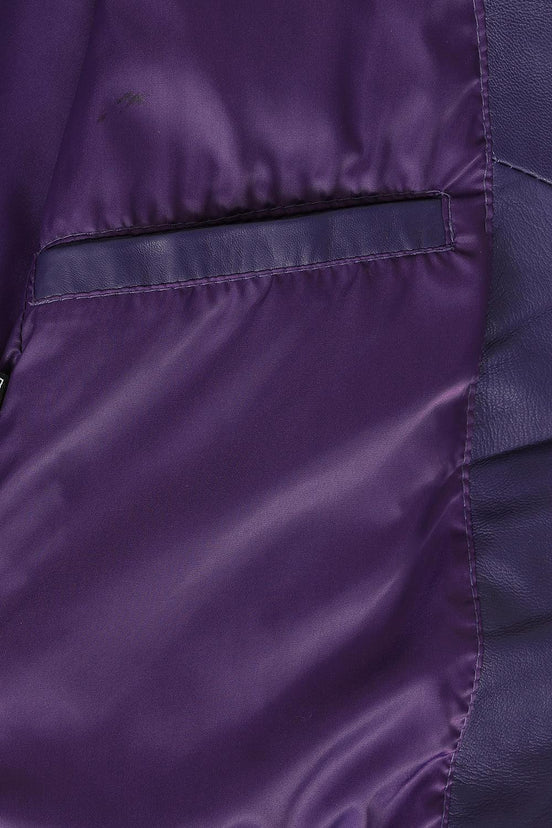 Women’s Purple Biker Leather Jacket