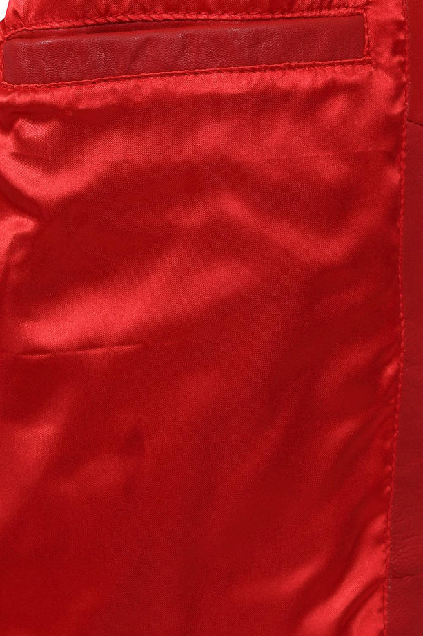 Women's Red Genuine Biker Leather Jacket