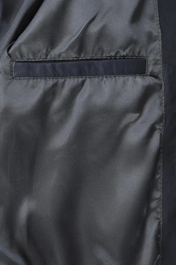 Women’s Navy Blue Leather Moto Jacket