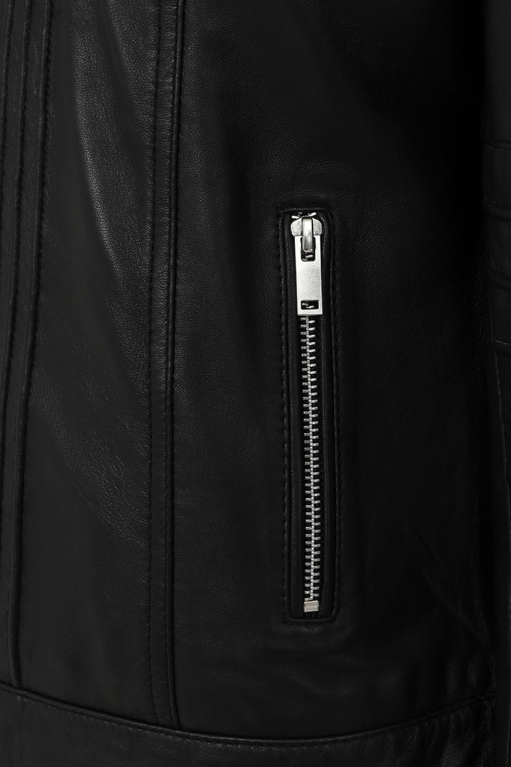 Stand Collar Leather Motorcycle Jacket