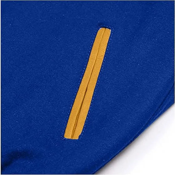 Blue and gold varsity jacket, letterman jacket