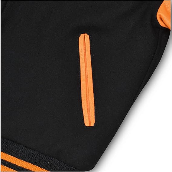 Black and orange Letterman Jacket