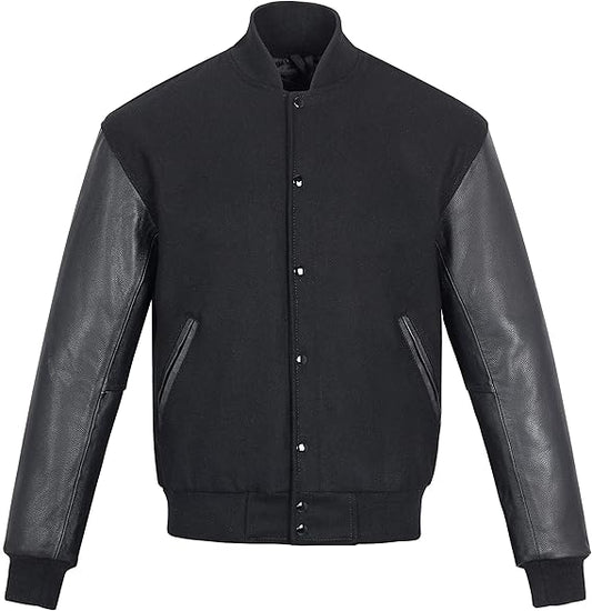 leather black letterman jacket