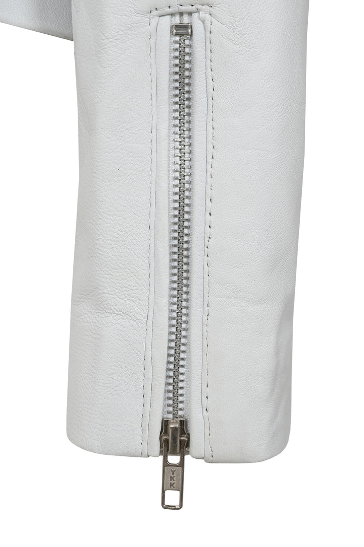 Women's White Leather Motorcycle Jacket