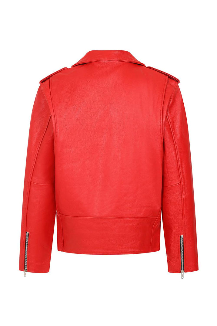 Men’s Authentic Red Leather Moto Jacket