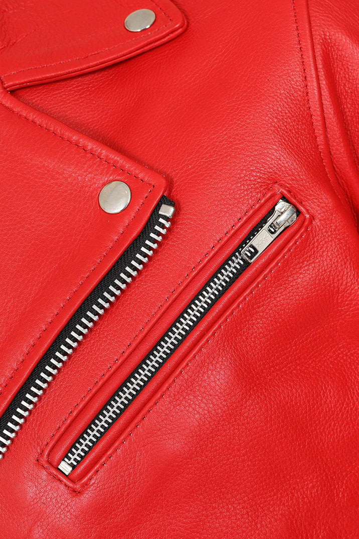 Men’s Authentic Red Leather Moto Jacket