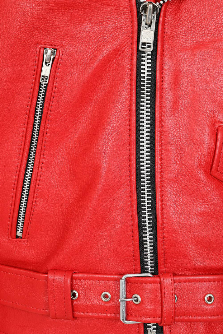 Men’s Authentic Red Leather Moto Jacket