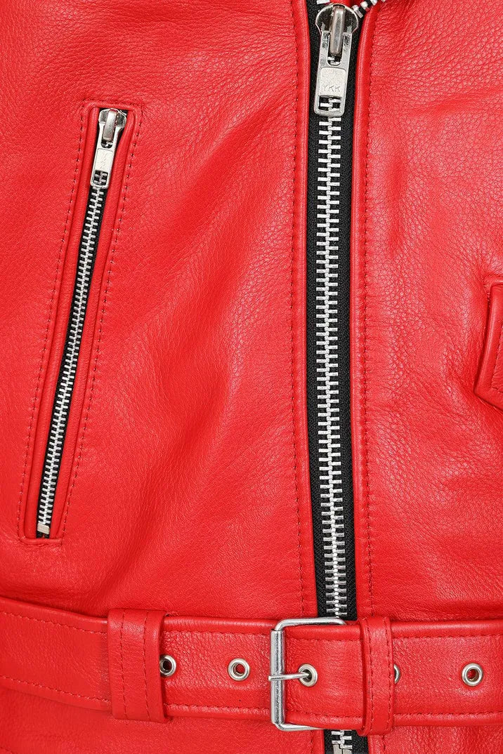 Men’s Authentic Red Leather Moto Jacket