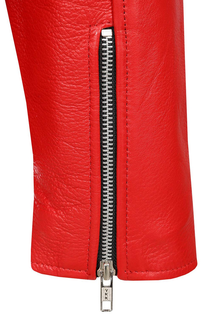 Men’s Authentic Red Leather Moto Jacket