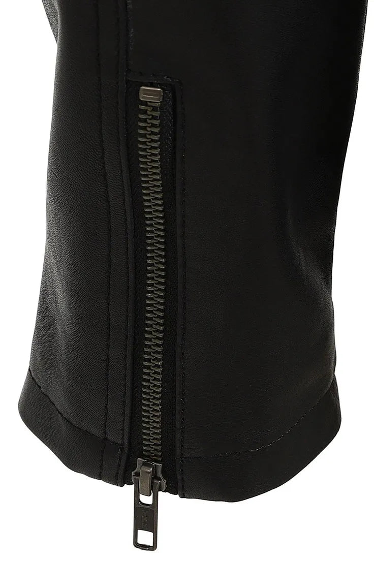 Men’s Black Genuine Leather Biker Jacket