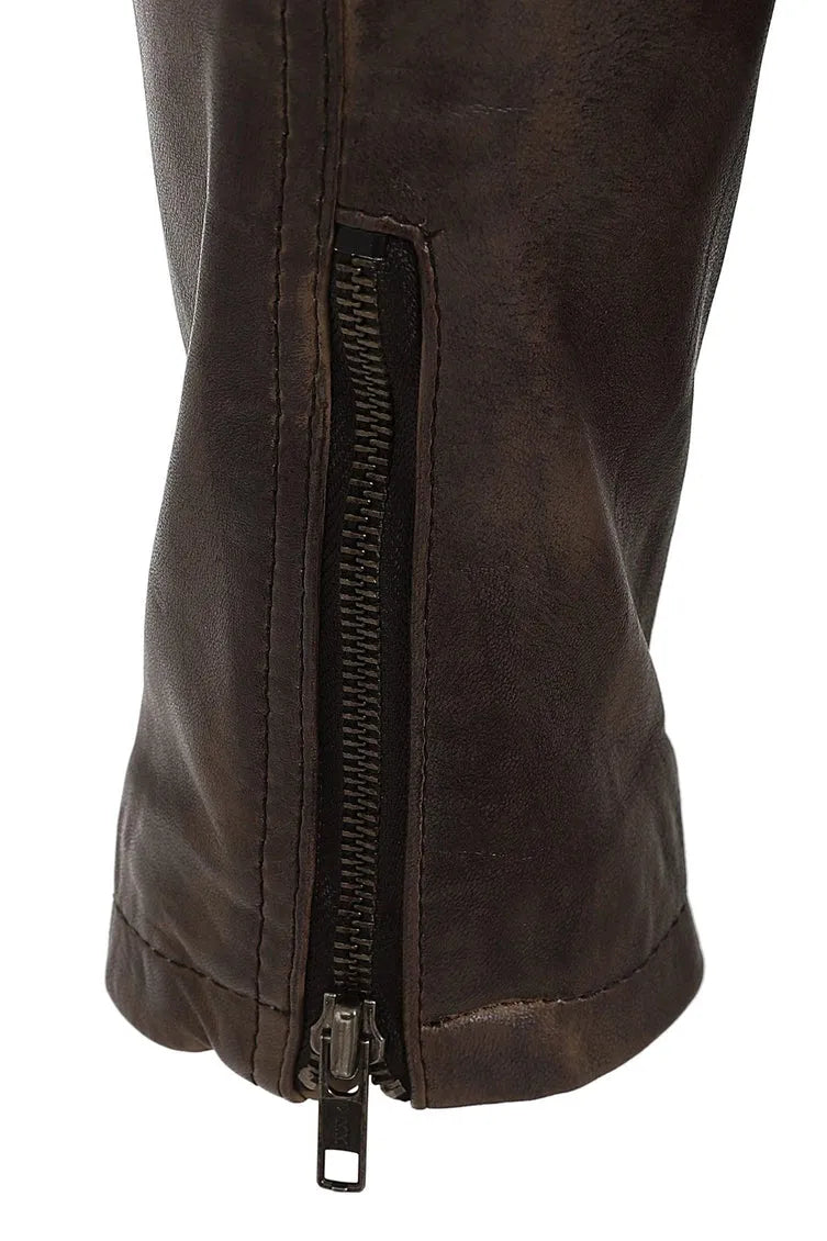 Men's Chocolate Brown Motorcycle Leather Jacket 