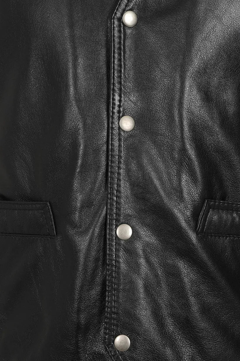 Men’s Classic Black Leather Waistcoat